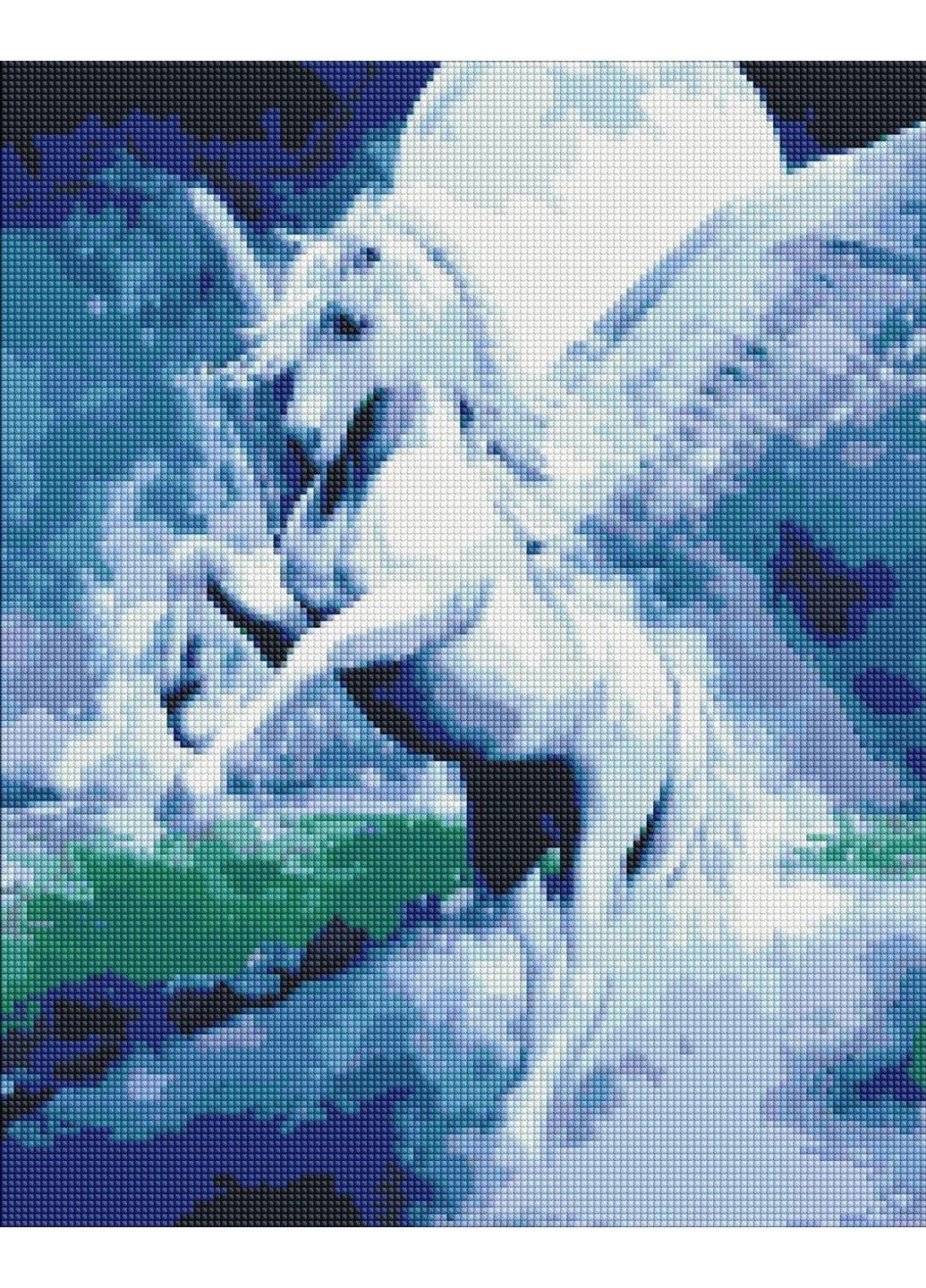 Алмазна мозаїка вишивка Казковий Пегас єдиноріг конь місяць на підрамнику повна викладка 5d 40х50 см No Brand (332207676)