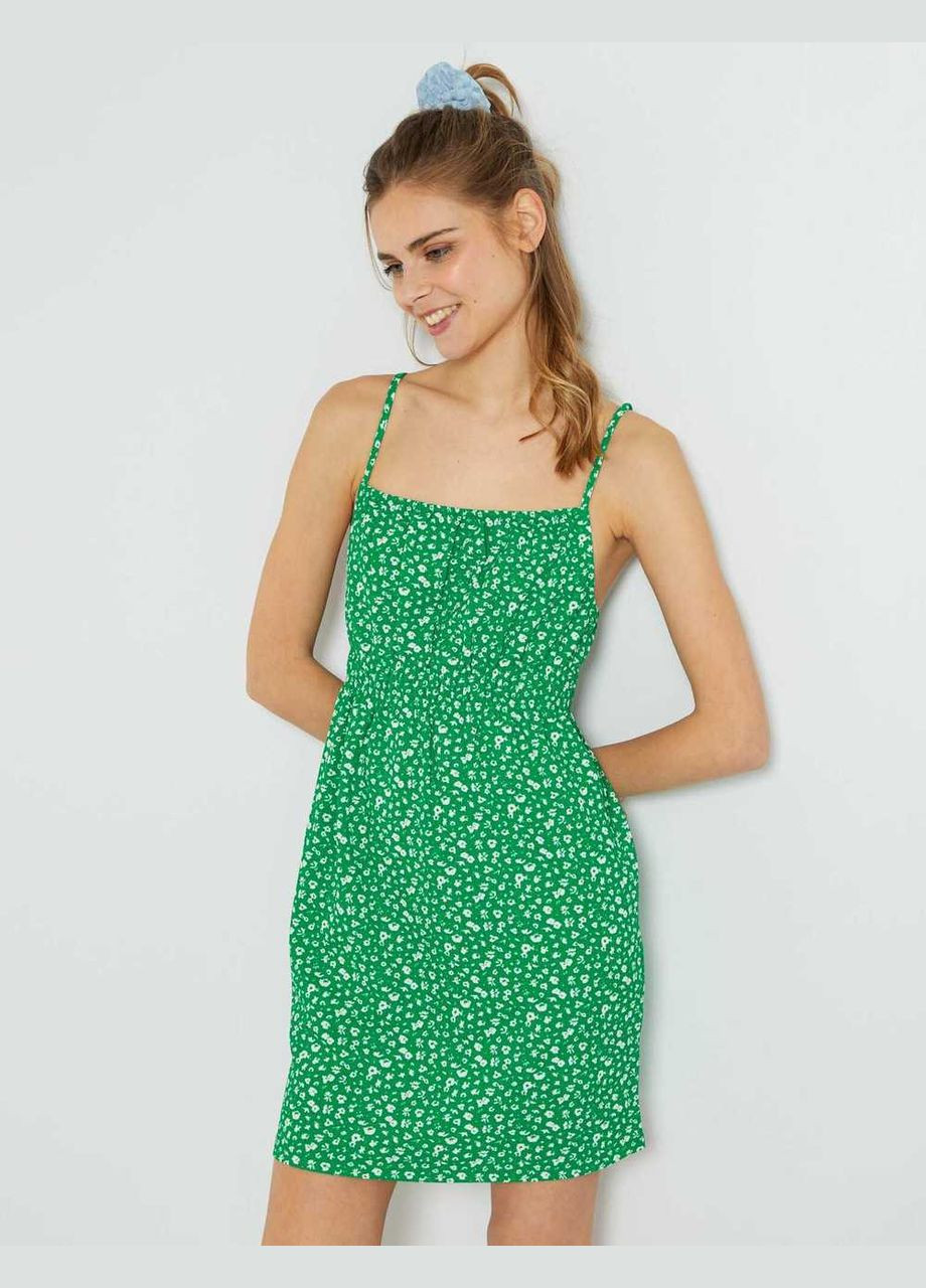 Зеленое платье лето,зеленый в цветы, Kiabi