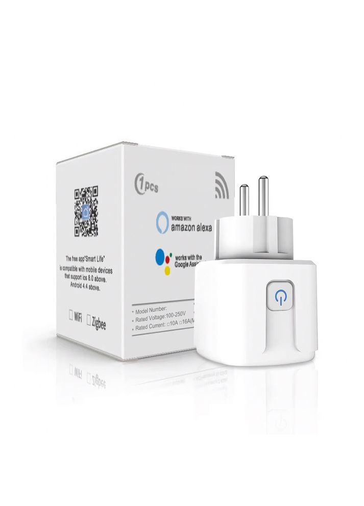 Розумна Wi-Fi розетка 16А SIXWGH Smart Home з лічильником електроенергії із підключенням до телефону TUYA (317936091)