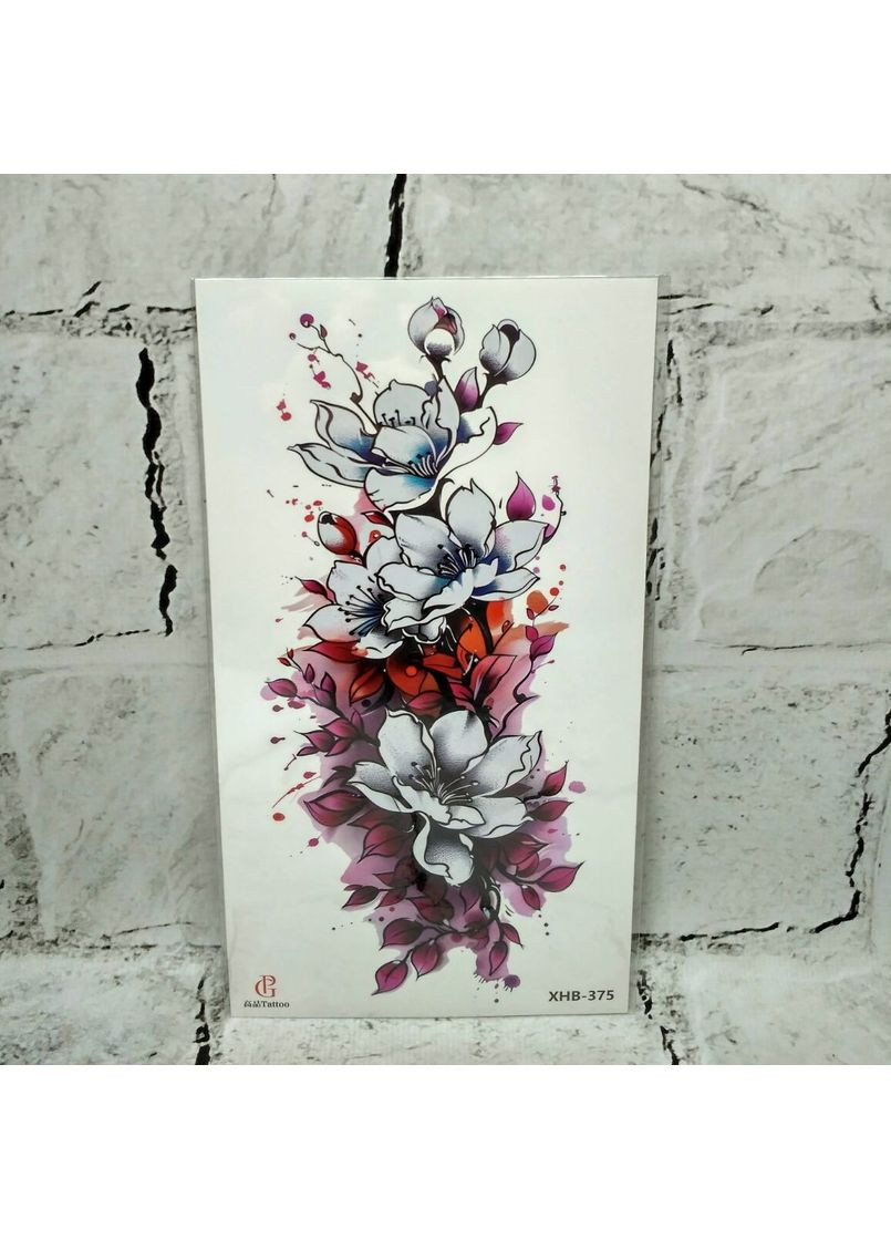 Флеш тату тимчасове татуювання на тіло аркуш 11,5х21 см Квіти No Brand (349824102)