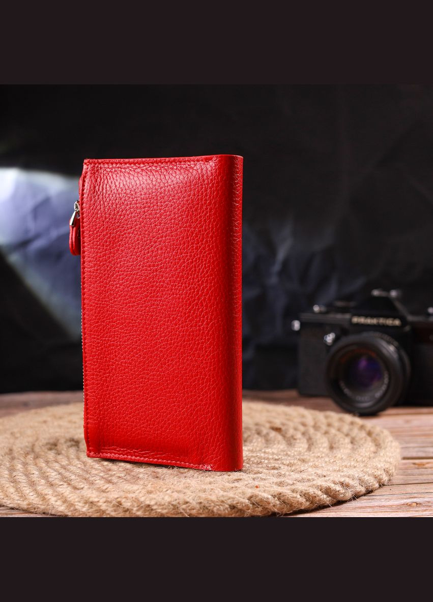 Жіночий гаманець із натуральної шкіри з монетницею 21640 Червоний Canpellini (306881631)