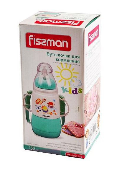 Пляшка дитяча для годування Babies "Кумедне купання" 150мл з ремінцем, аквамарин Fissman (330134742)