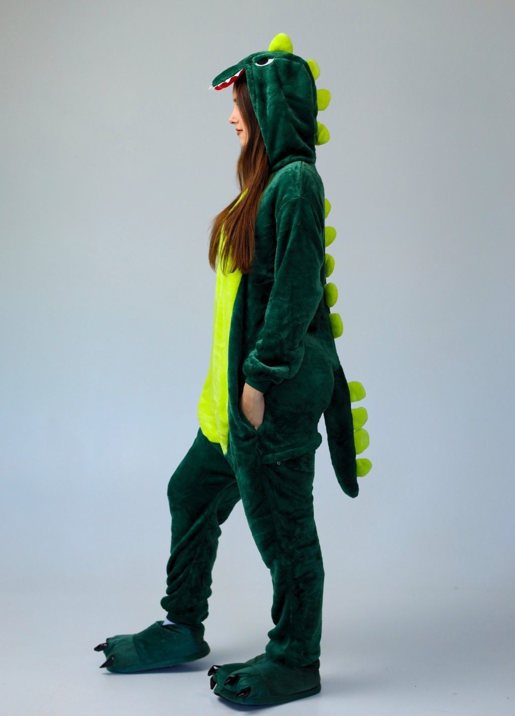 Кігурумі піжама Динозавр Жіноча комбінезон зелений плюшеве Lalapka (362490115)