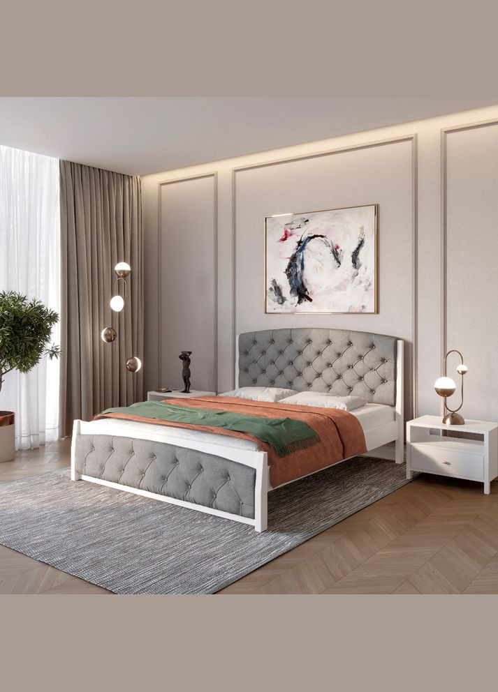 Односпальная деревянная кровать Мехико (RAL9003)/Аляска 93 (Серый) 80х190 см (MBG-12249) Mebigrand (366083566)