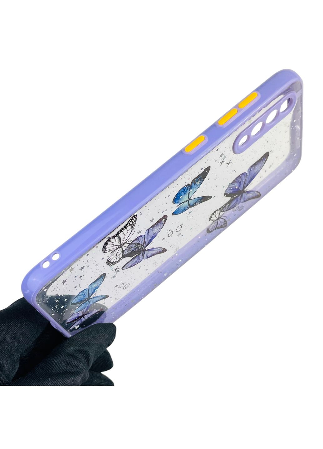 Чехол для Galaxy A50s (SM-A507F) с блёстками с бабочками на самсунг а50с сиреневый Samsung (366388119)