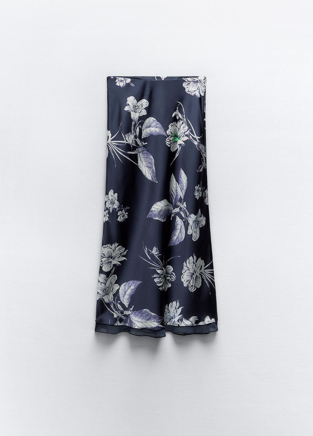 Темно-синяя повседневный цветочной расцветки юбка Zara