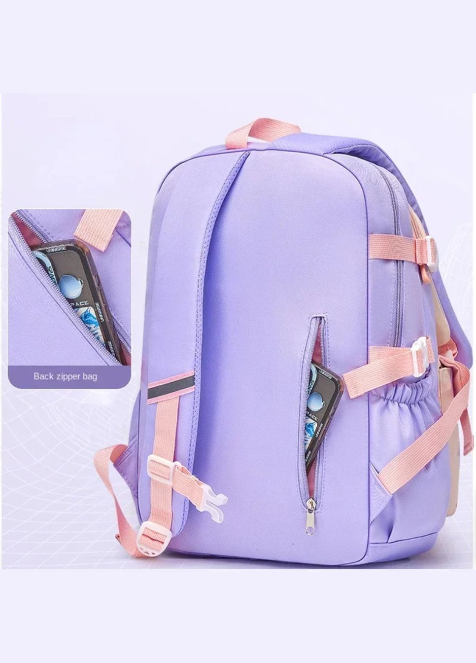 Рюкзак, портфель городской, школьный. Розовый + Фиолетовый. No Brand (296932684)