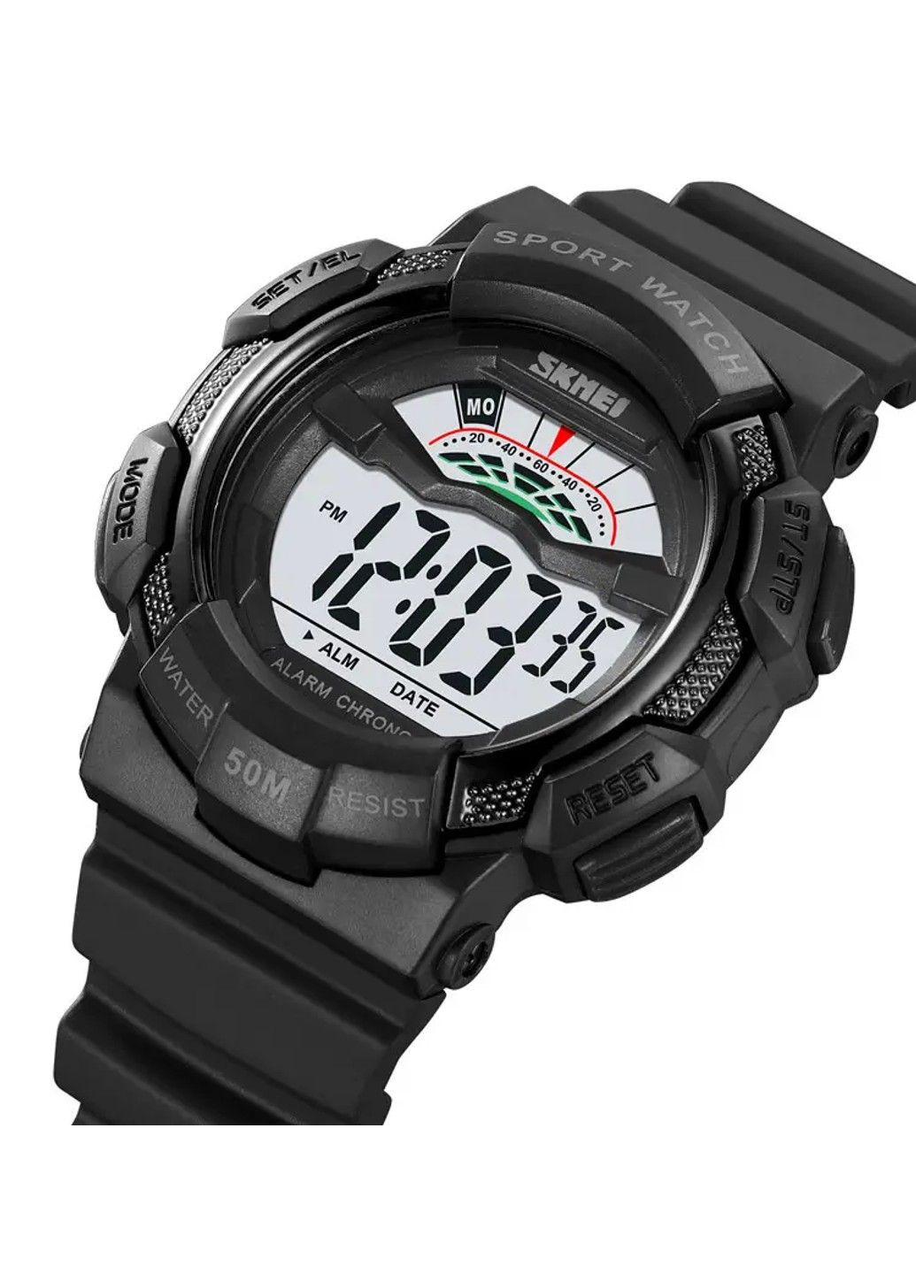 Чоловічий спортивний годинник 2153 (Чорний з білим циферблатом) Skmei (314484111)