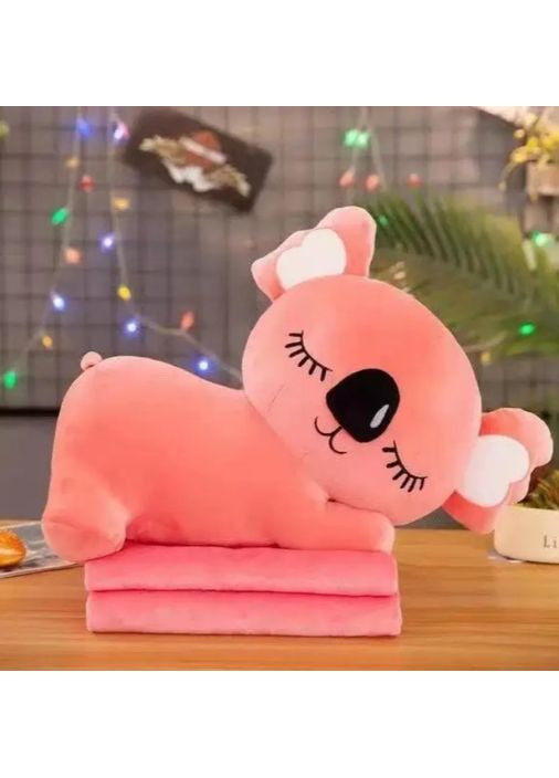 Дитяча м'яка іграшка Коала з пледом 50 см рожева затишний подарунок для дітей та дорослих м'яка іграшка Bambi (368757802)