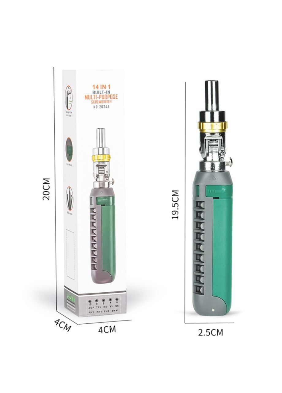 Викрутка тріскачка 14в1 з набором біт No Brand (320741619)