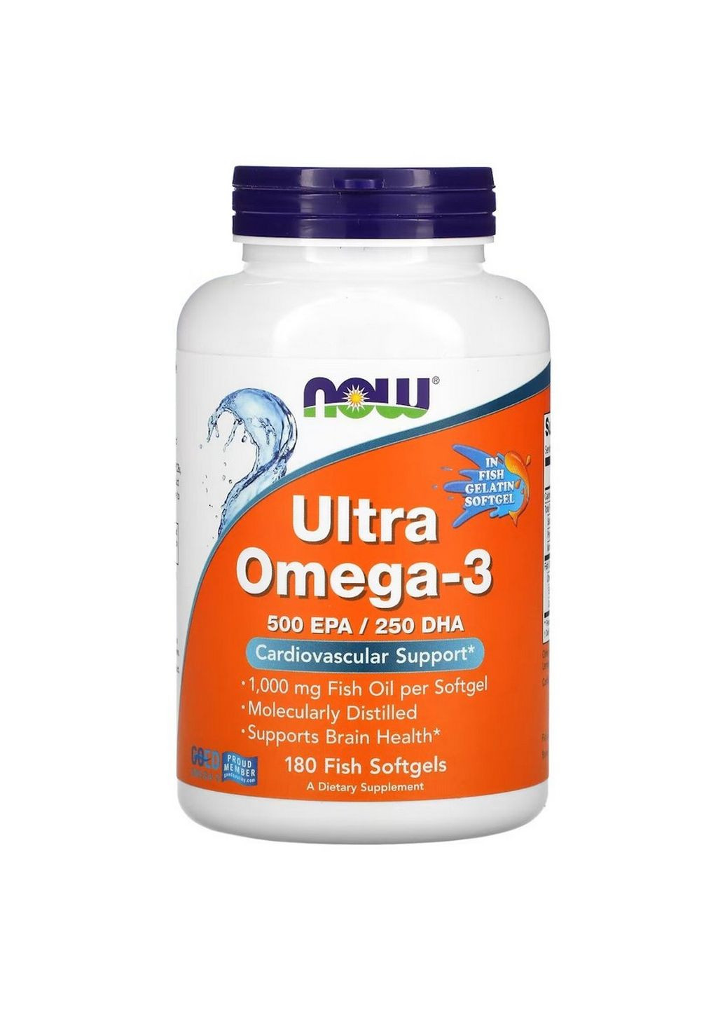 Жирні кислоти Ultra Omega-3, 180 рибних капсул Now (293419598)