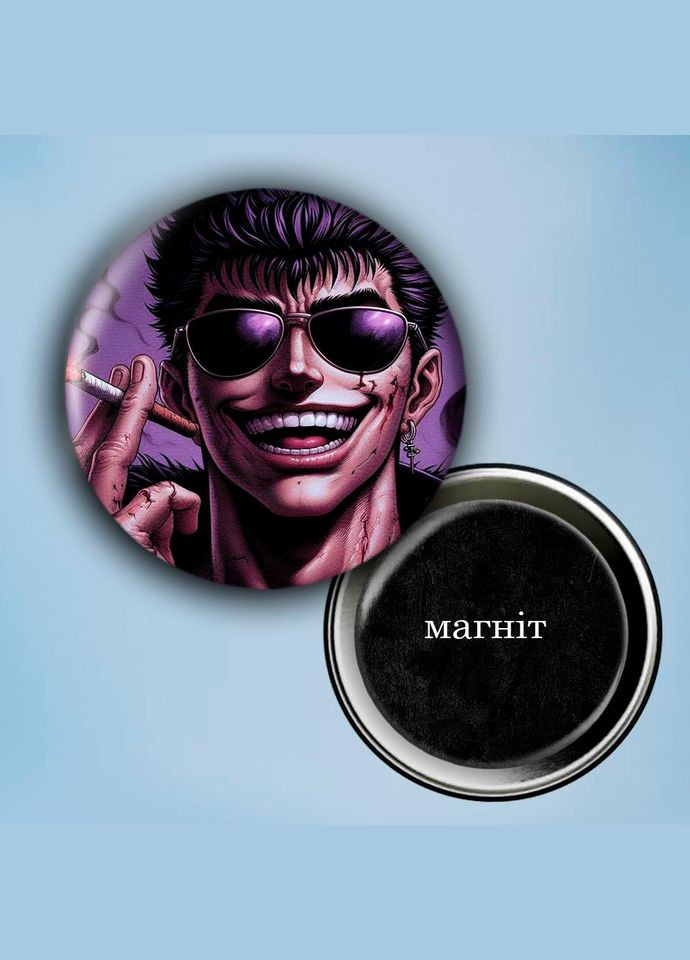 Фотомагніт (магніт на холодильник) Берсерк #0014 56 мм чорний No Brand (309159045)