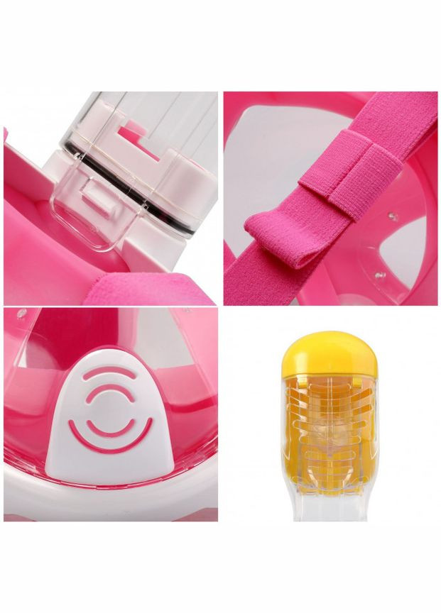 Повнолицева Маска для плавання, снорклінгу L/XL з кріпленням на камеру Pink Free Breath (348117084)
