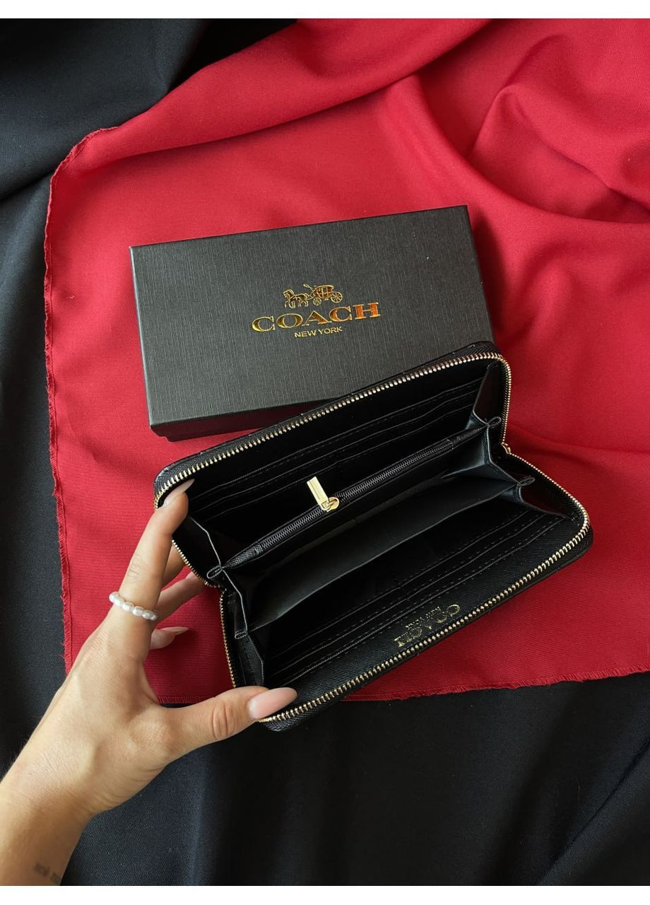 Кошелек Coach Quilted Leather Zip Around Long Wallet черный No Brand (366546664)