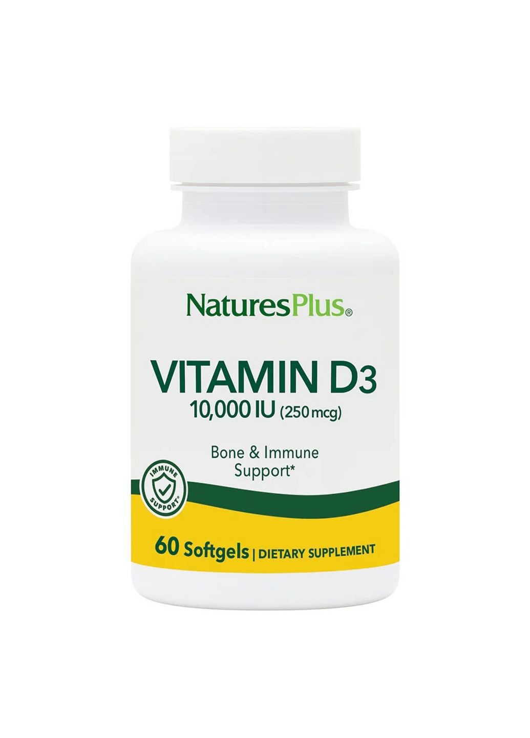 Витамины и минералы Vitamin D3 10000 IU, 60 капсул Natures Plus (293339048)