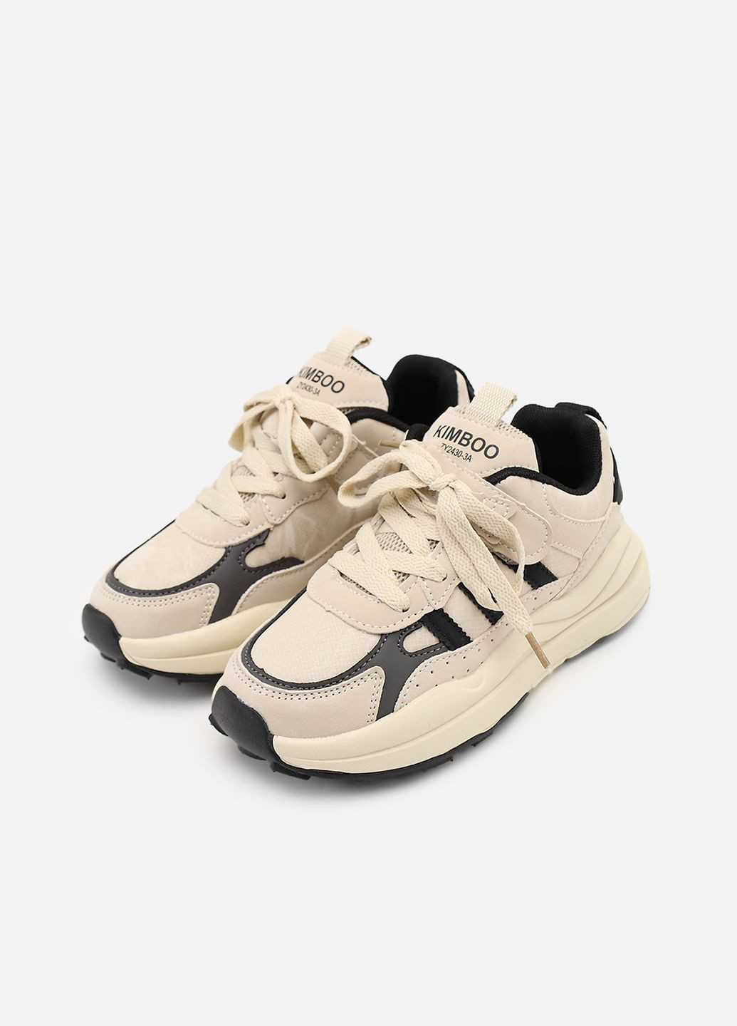 Бежевые демисезонные кроссовки для мальчика, на плоской подошве цвет бежевый cb-00273901 Kimboo