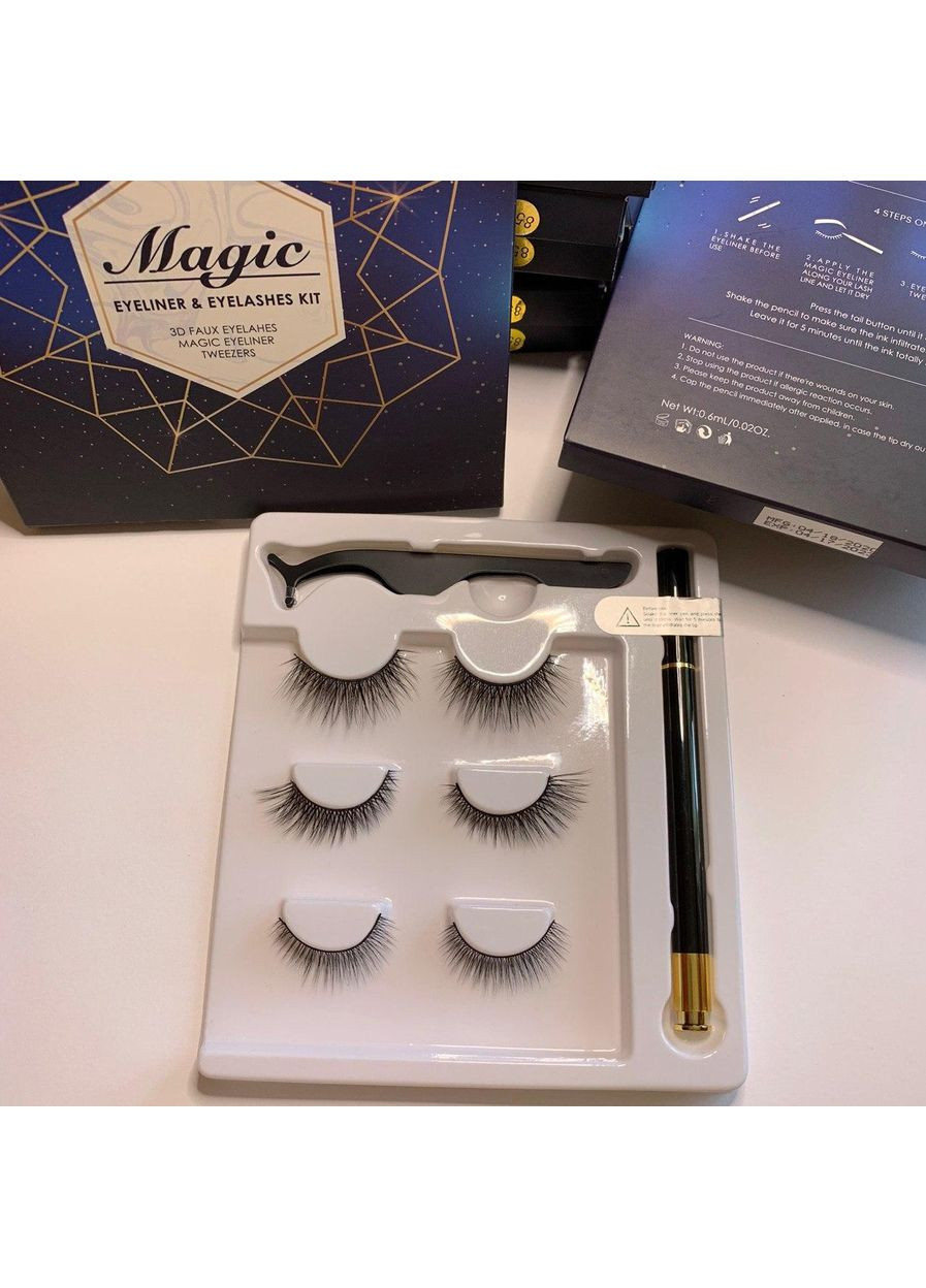 Набір ОРИГІНАЛ багаторазові вії ТРИ моделі + Маркер підводка для надягання Прозорий Magnetic Lashes (366668546)