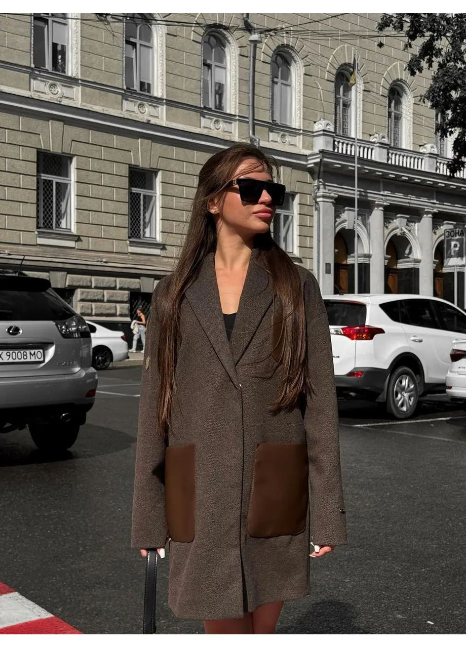 Коричневе демісезонне Жіноче демісезонне пальто SK