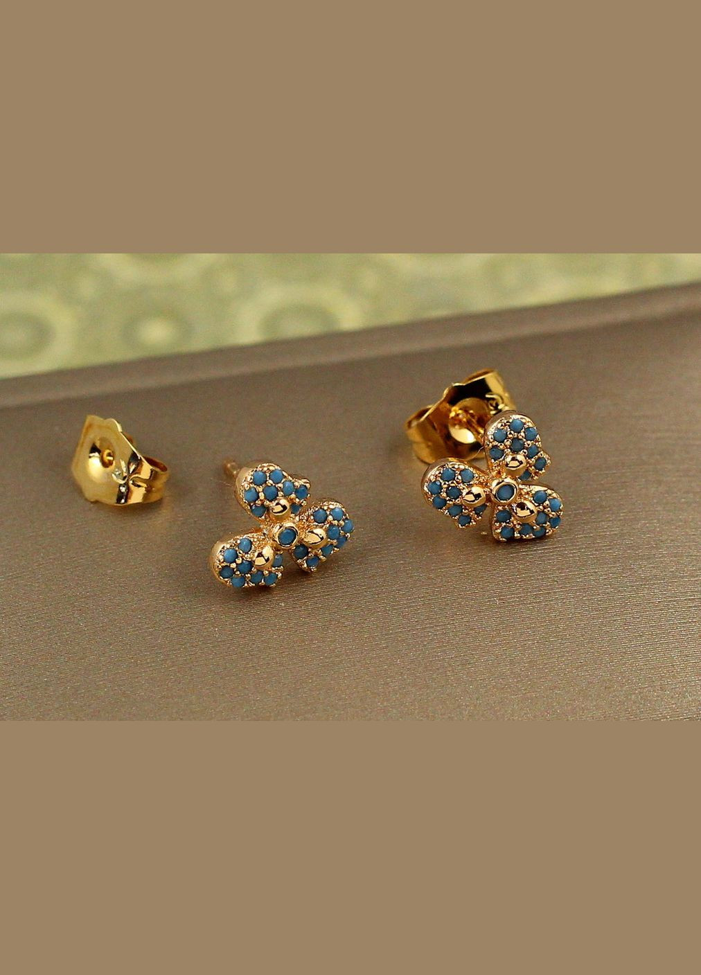 Сережки гвоздики незабудка із блакитними каменями 9 мм золотисті Xuping Jewelry (337169313)