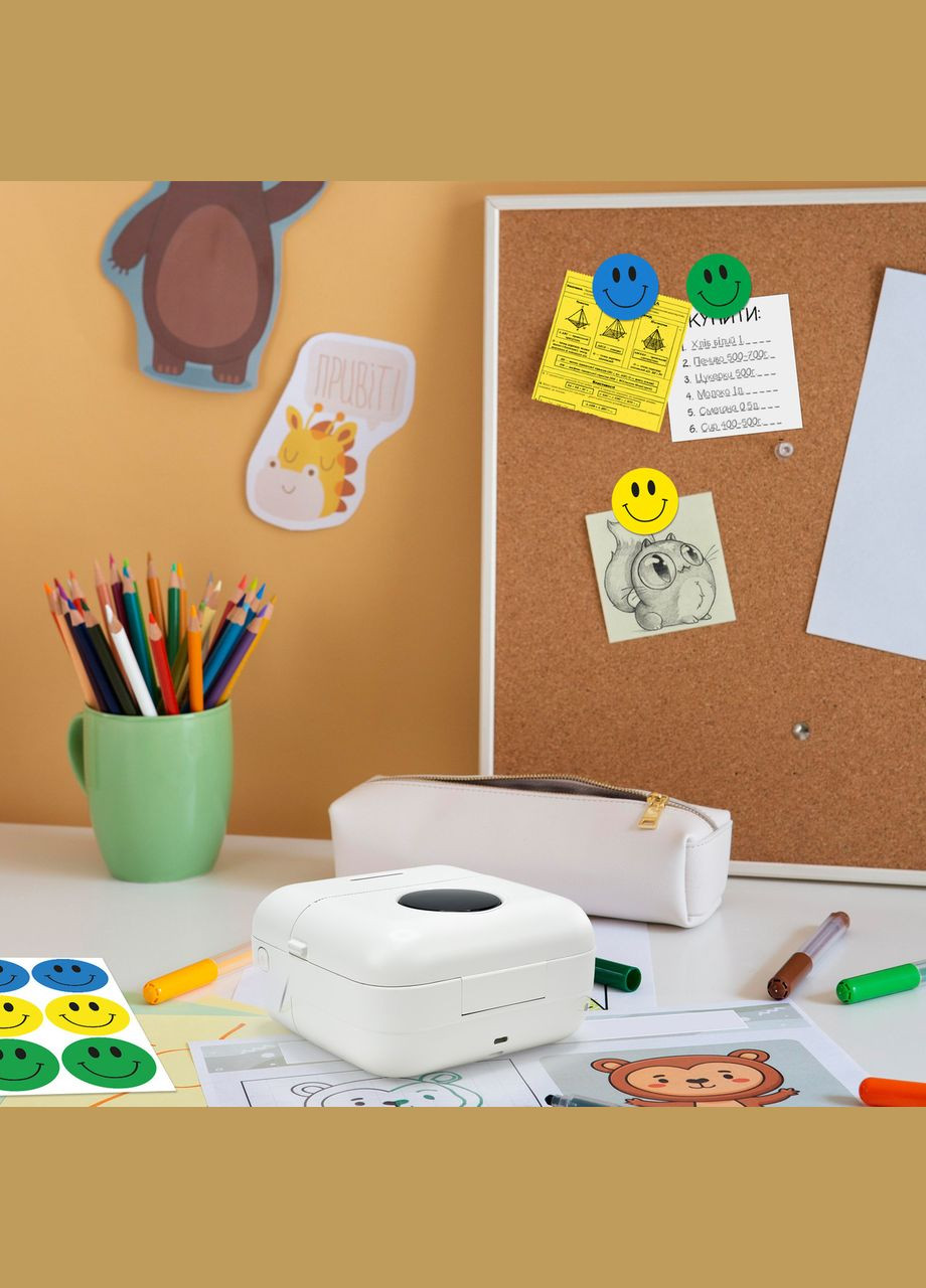 Bluetooth термопринтер Mini Printer | Портативний принтер із набором термопаперу та олівців у комплекті JETIX (335814262)