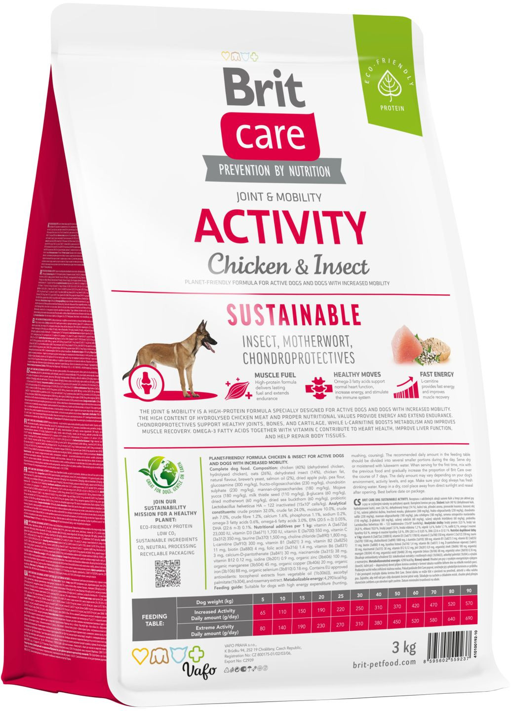 Корм для собак с повышенной активностью Dog Sustainable Activity с курицей и насекомыми 3 кг (8595602559237) Brit Care (315867971)
