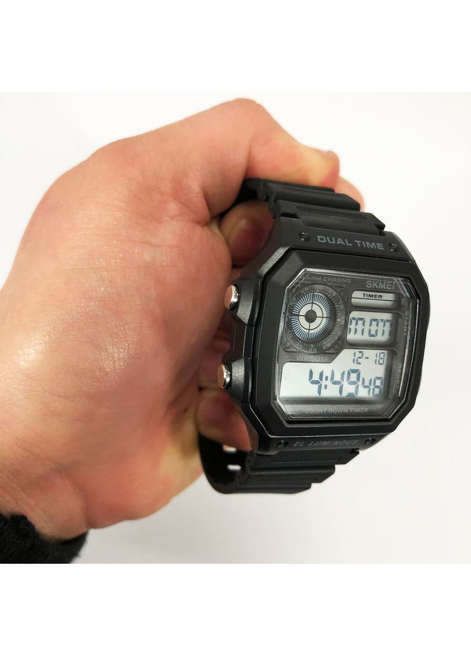 Електронні наручні годинники чоловічі тактичні, Рибальські годинники Спортивні міцні DV-76 Skmei (337342333)