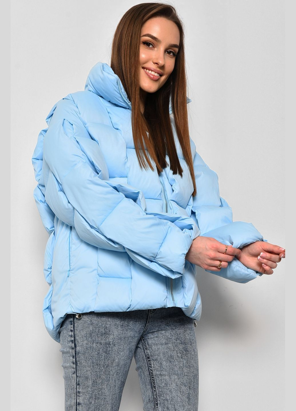 Блакитна демісезонна куртка жіноча єврозима блакитного кольору Let's Shop