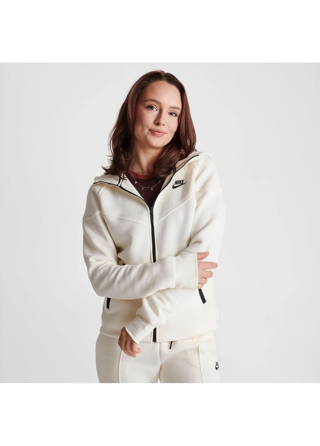 Толстовка жіноча Sportswear Tech Fleece Windrunner Full-Zip Hoodie Beige Nike (365961909)
