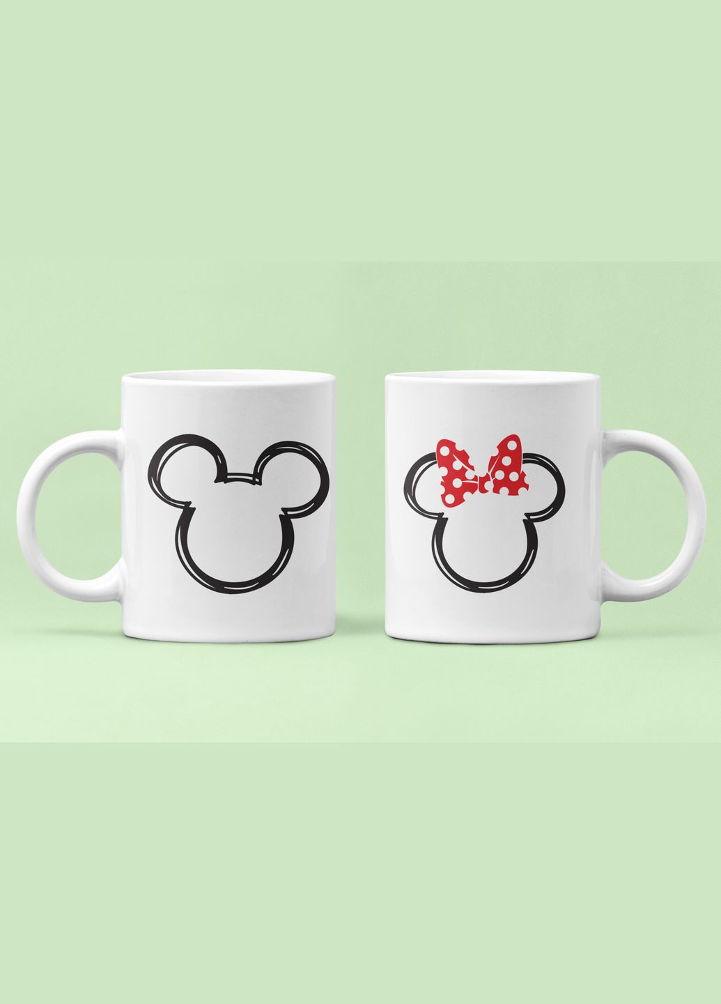 Парні чашки кружки Міккі та Мінні Маус Він Вона 2 для Закоханих Біла 330 мл Orca (316259547)