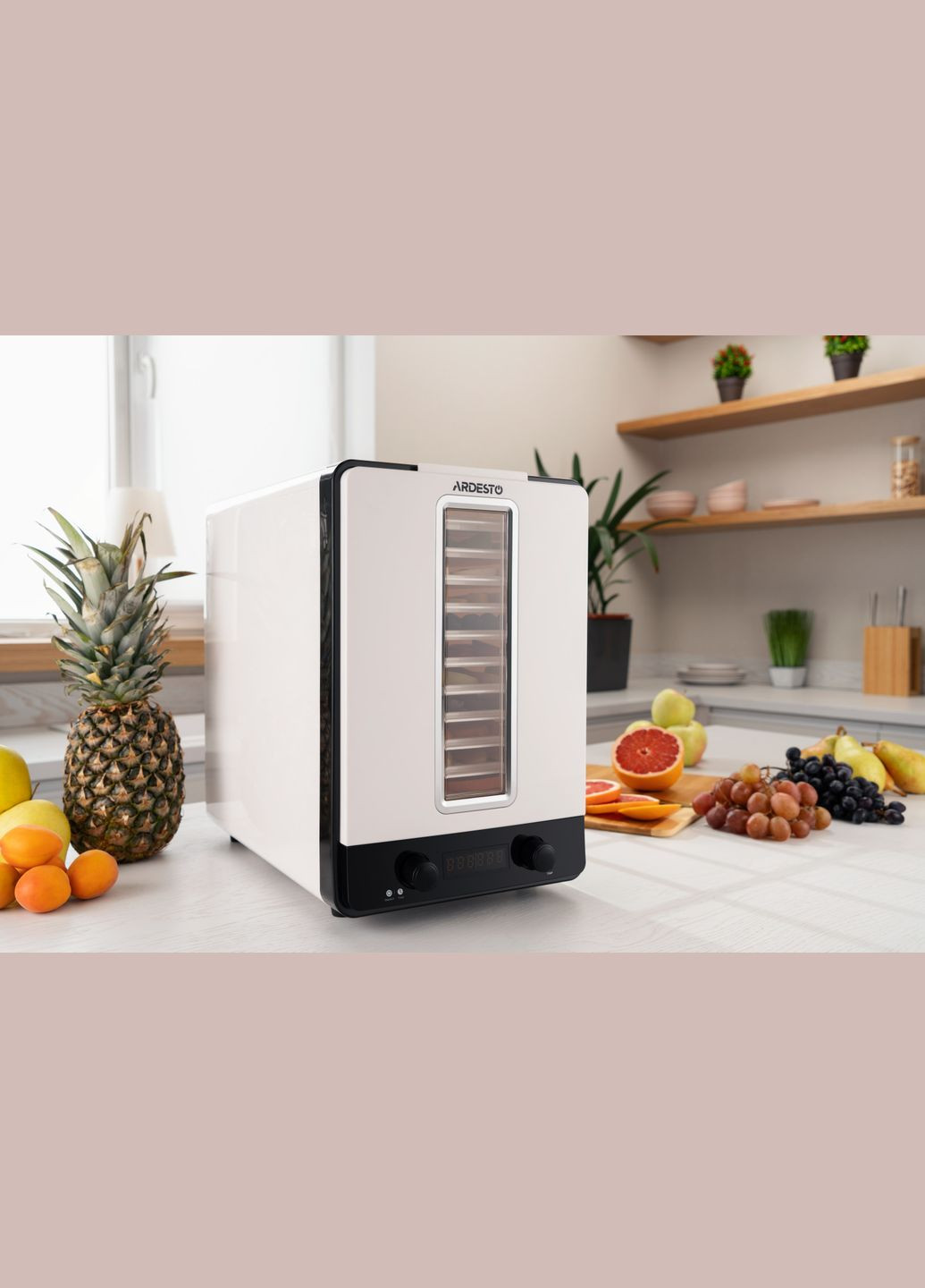 Сушилка для продуктов FDB1138, 550Вт, поддонов -10+1x3см, макс-70°С, рег.темп, пластик, белый Ardesto (314779771)