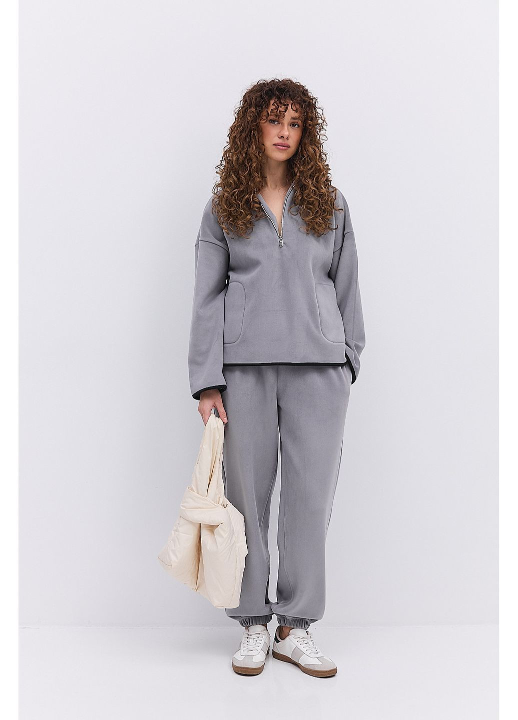 Женский спортивный костюм из шоколадного флиса с молочным окантованием Arjen (364967596)