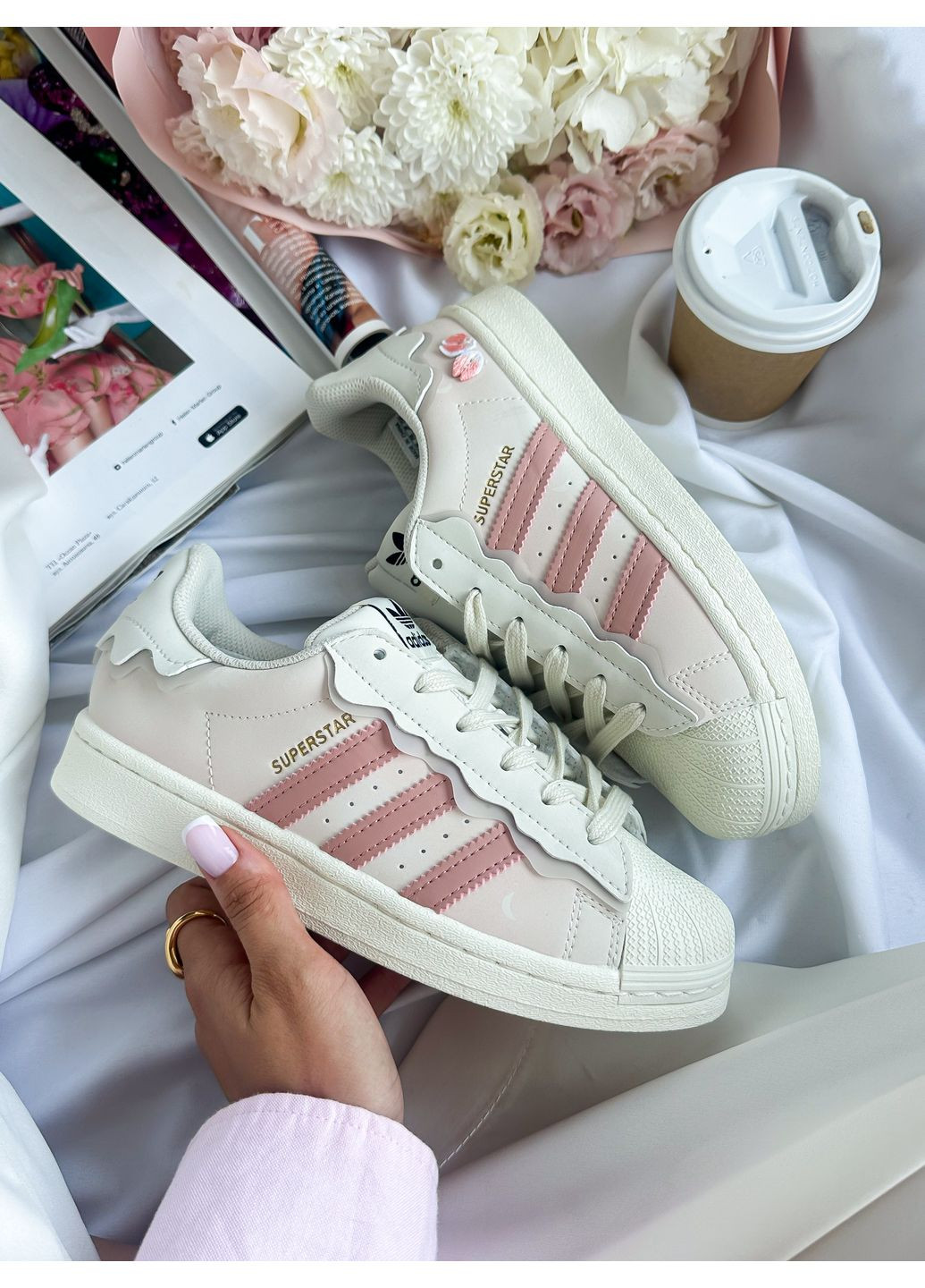 Кросівки жіночі Adidas Superstar Cappuccino Pink | Адідас Суперстар кремові No Brand кремові демісезони (349729039)