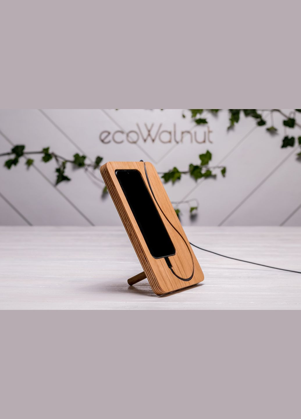 Підставка для смартфона «Number» Тримач на робочий стіл під телефон з персоналізацією EcoWalnut (294052409)