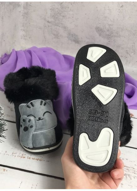 Капці домашні дитячі для дівчинки Чорно-сірий (1216-3) Lion (367726351)