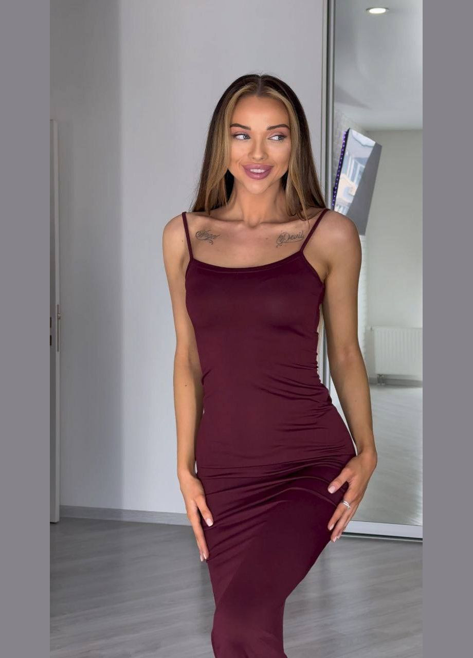 Бордовое праздничный, коктейльное, повседневный, откровенный, вечернее платье двойка No Brand