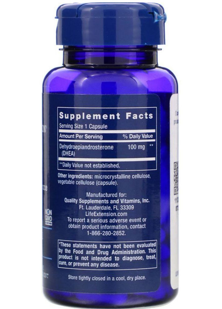 ДГЕА Дегідроепіандростерон DHEA 100 мг 60 капсул Life Extension (357340166)