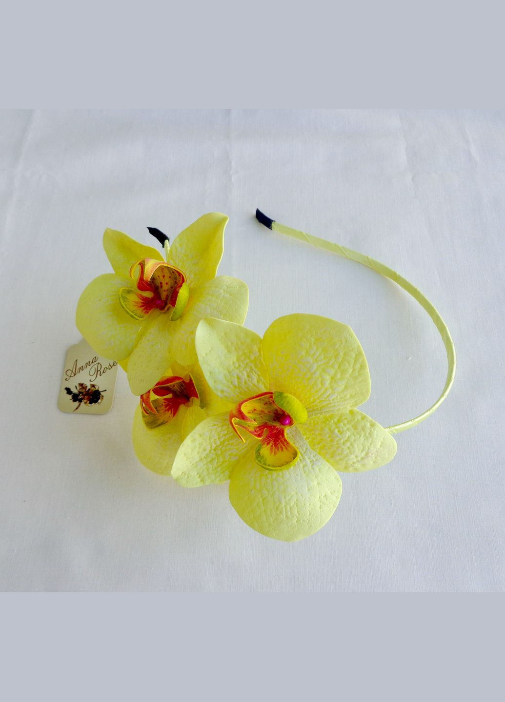 Обруч для волос с цветами ручной работы "Орхидея ванильная" No Brand (349842664)