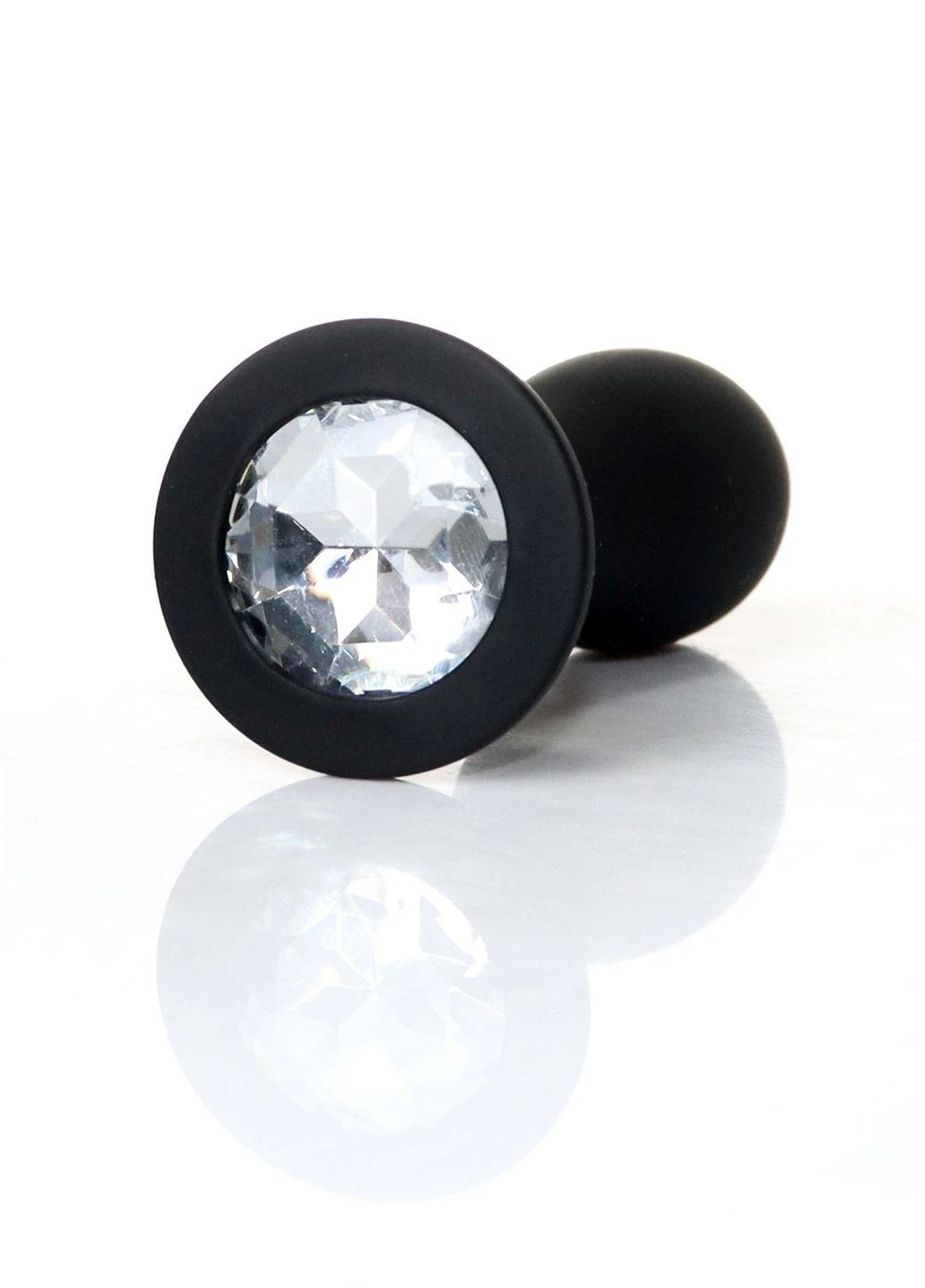 Анальная пробка HeavyFun Bullet Jewellery Silicone Black Plug, диаметр 2,8 см, длина 9,2 см, Clear B Series (397058249)