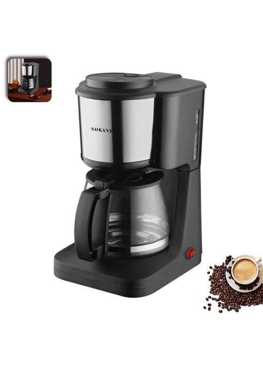 Краплинна кавоварка електрична парового типу автоматична електрокавоварка (S1251K) Sokany (360531854)