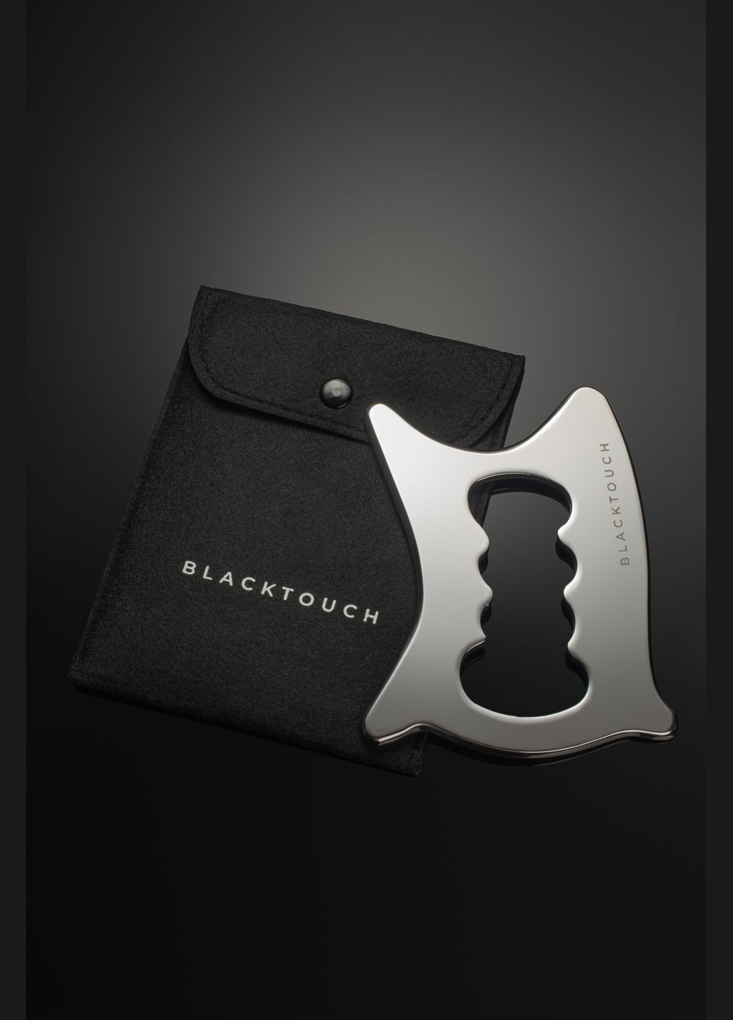 Подарунковий набір Сталевий шкребок гуа-ша для тіла та Антицелюлітна олія BlackTouch (341327032)