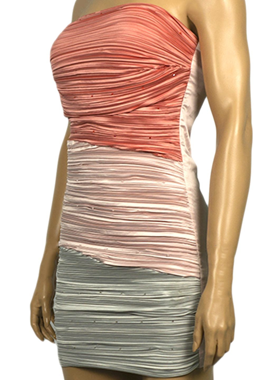 Розовое коктейльное платье мини атласное вечернее lw-119375-2 розовый Lowett однотонное
