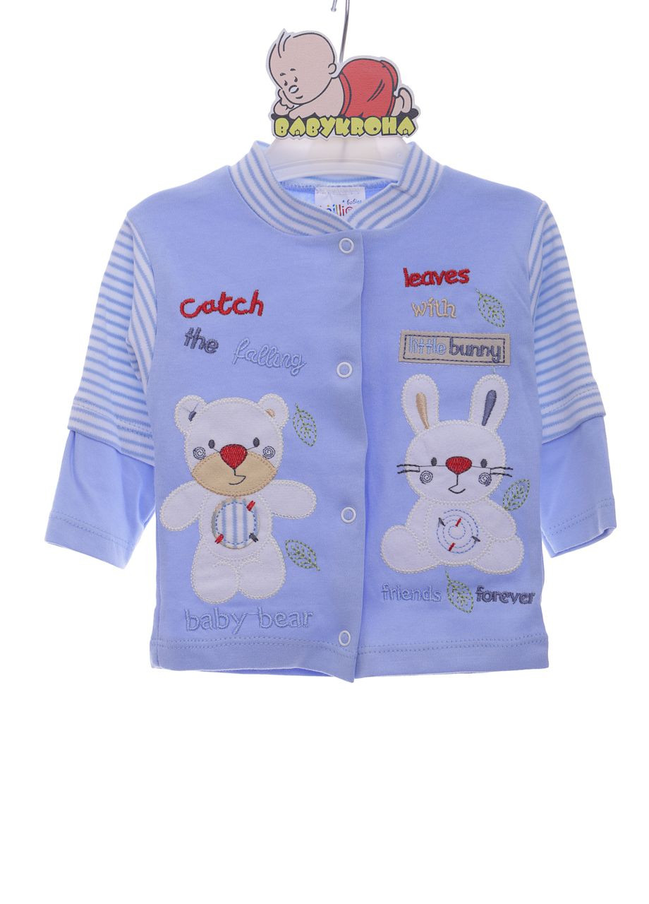 Блакитний демісезонний комплект боді, повзунки, кофта, трикотажний шапочка для хлопчика friend's forever блакитний 62 см (42642) BABYKROHA