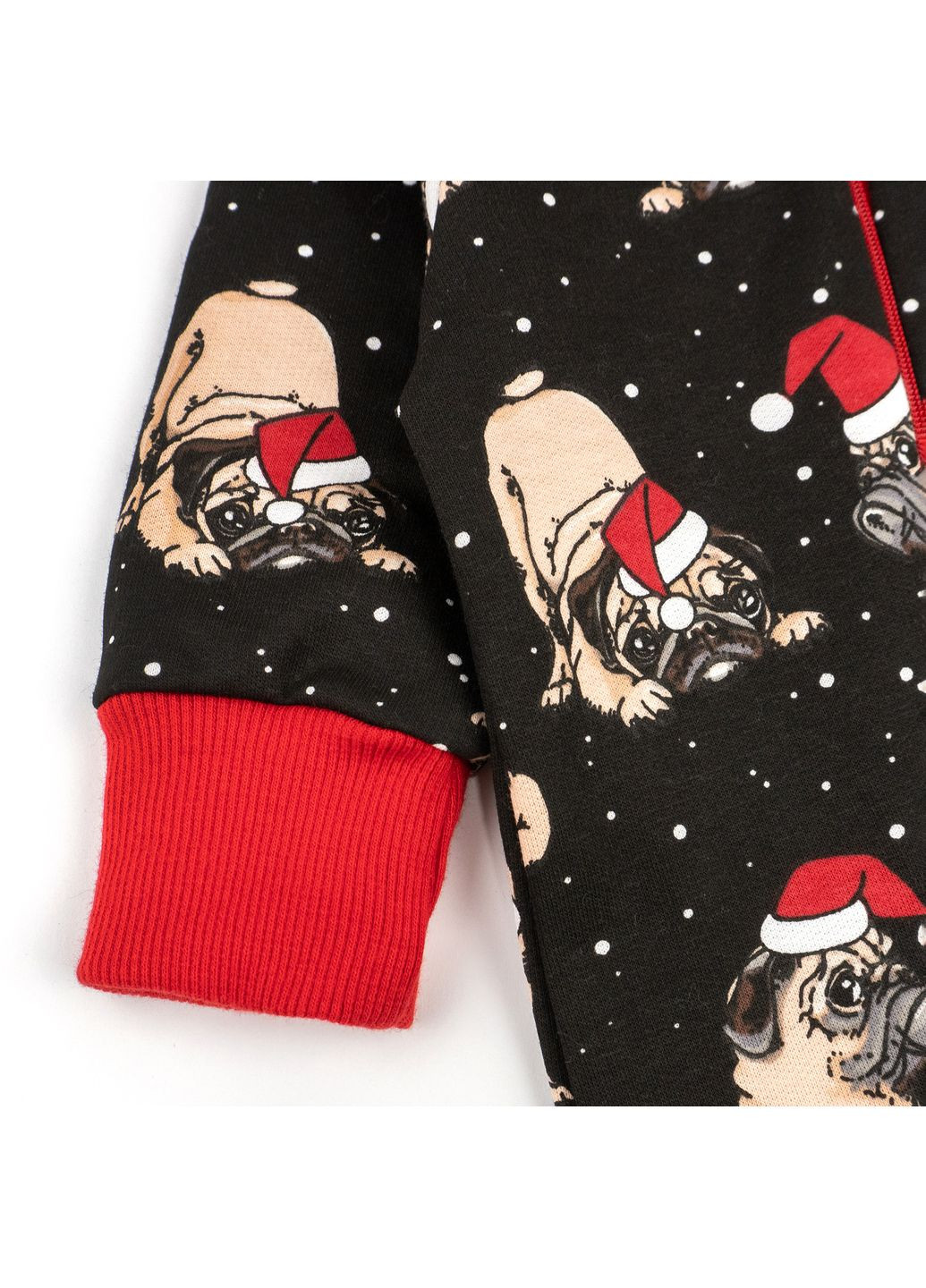 Комбінезон для немовлят на блискавці Christmas pugs футер Чорний dexter's (369842309)