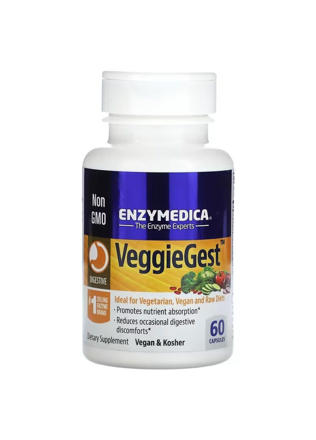 Ферменти для Підтримки Травлення VeggieGest - 60 капсул Enzymedica (293965318)