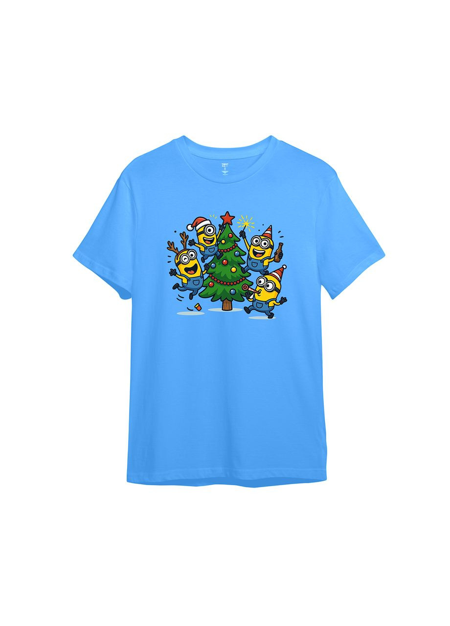 Блакитна демісезонна дитяча футболка з принтом "бананове різдво". міньони (10852457315) ТiШОТКА