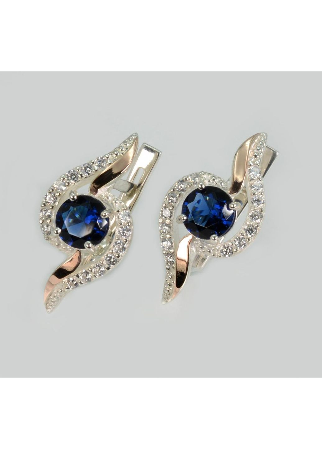 Срібні сережки з накладками з золота Silver Style (367112721)