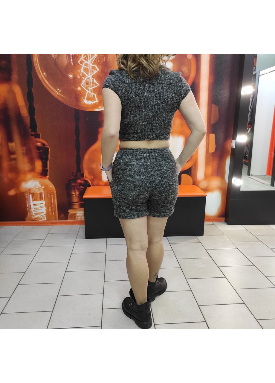 Костюм женский трикотажный букле с шортами тёплый комплект 46 серый No Brand (365876900)