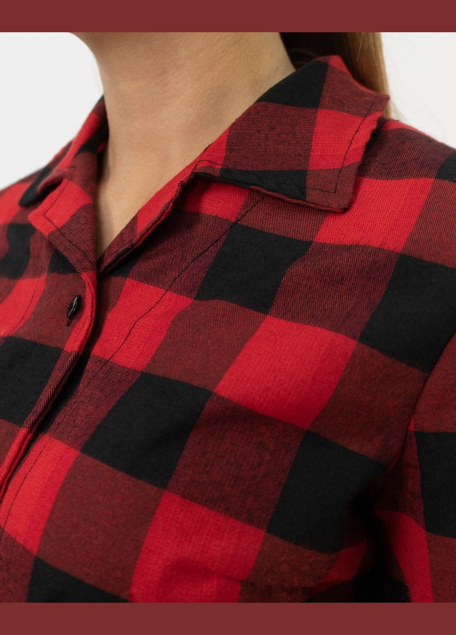 Червона всесезон піжама жіноча домашня фланелева сорочка зі штанами червона клітинка Maybel