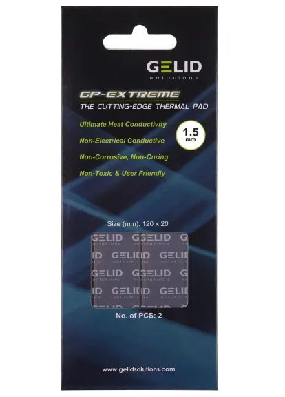 Термопрокладка Solutions GP-Ultimate 120x20x1.5 mm 2шт (TP-VP04-R-C) Gelid (339080630)