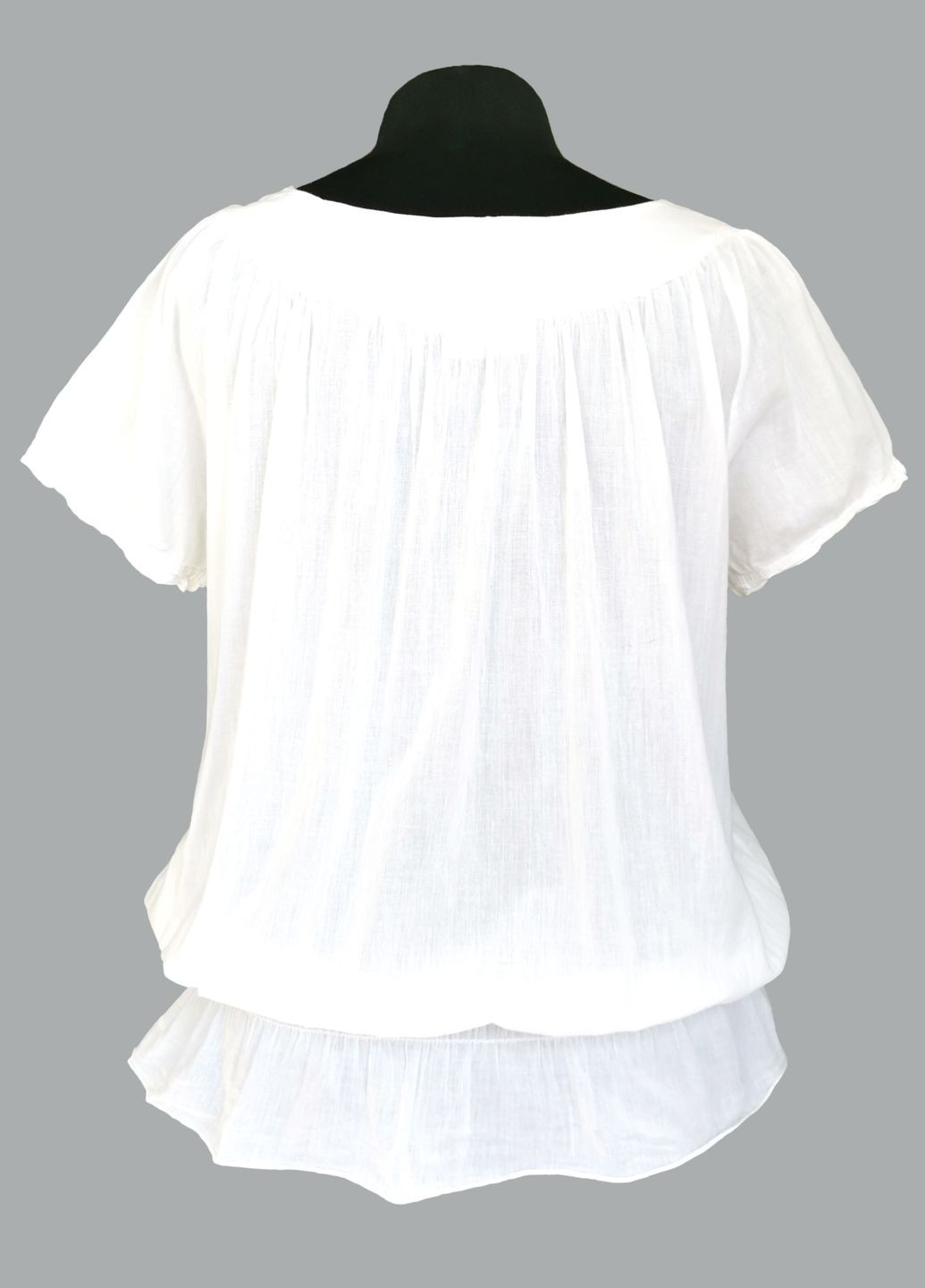 Белая блузка женская летняя хлопковая с коротким рукавом и кружевом индия белый free size Indiano